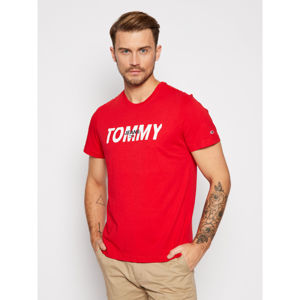 Tommy Jeans pánské červené tričko Layred graphic tee - S (XNL)